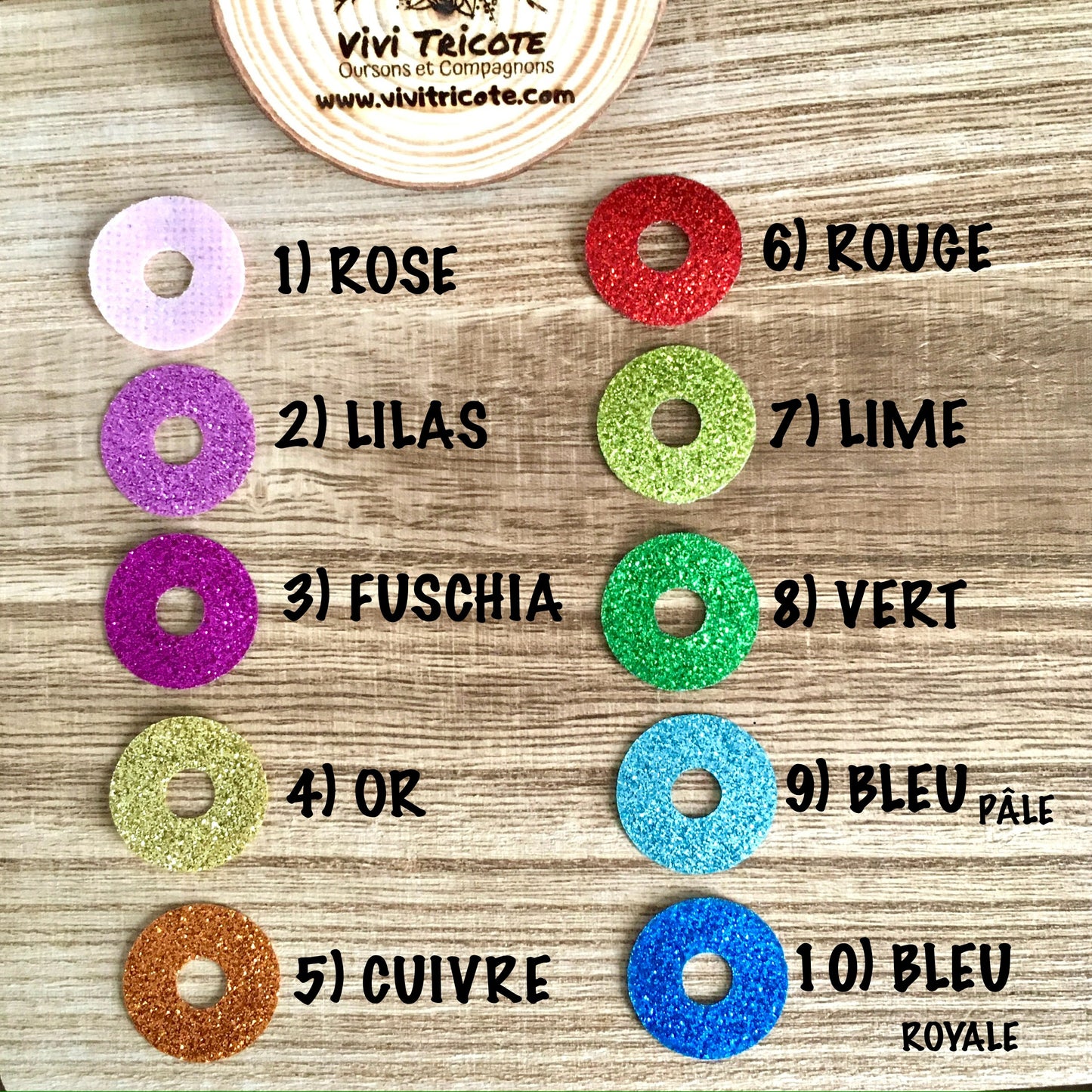 YEUX BLING-BLING couleur 1)ROSE / 16mm - 24mm