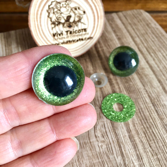 YEUX BLING-BLING couleur 7)LIME / 24mm