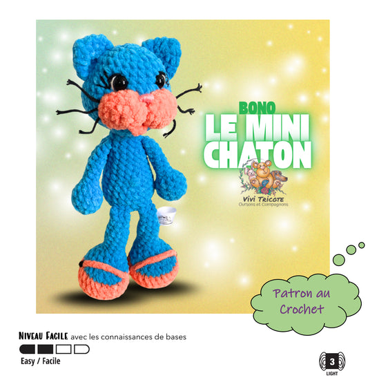 BONO le mini chaton - PATRON AU CROCHET à télécharger, tutoriel PDF FRANÇAIS