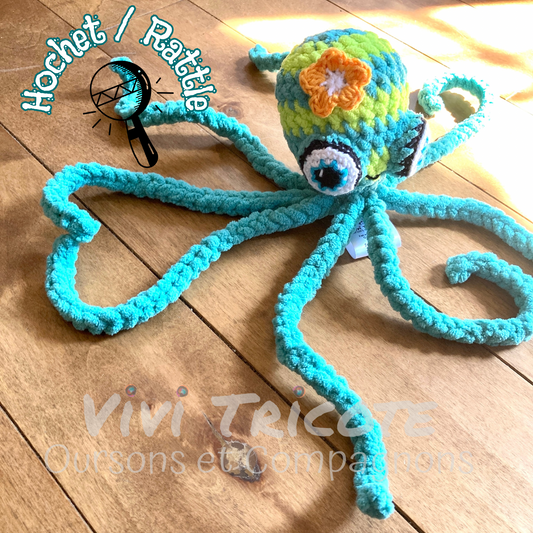 OLLIE LA PIEUVRE Turquoise et Verte - Amigurumi HOCHET (#1042)