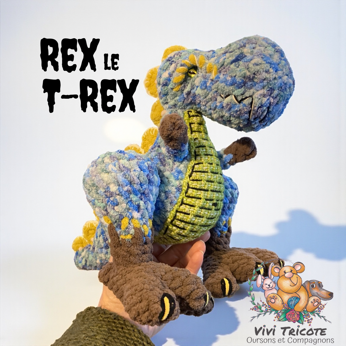 REX LE T-REX BLEU à grosse bedaine, peut être  personnalisé en TOUTOU DE NAISSANCE (#1128)