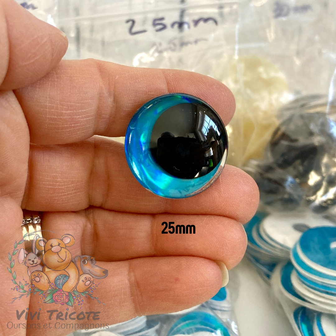 3D HALF MOON EYES Blue - 14mm - 16mm - 18mm - 20mm -25mm - 30mm