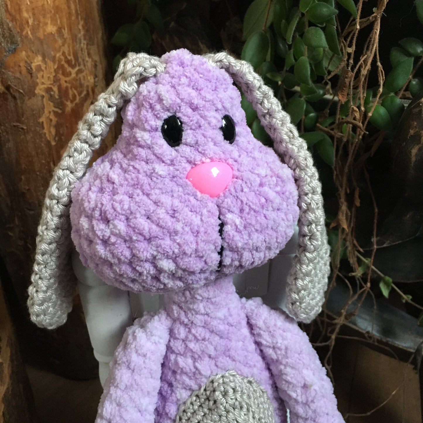 PERLIN PINPIN the Squeeze-it bunny with floppy ears- Lilac and beige