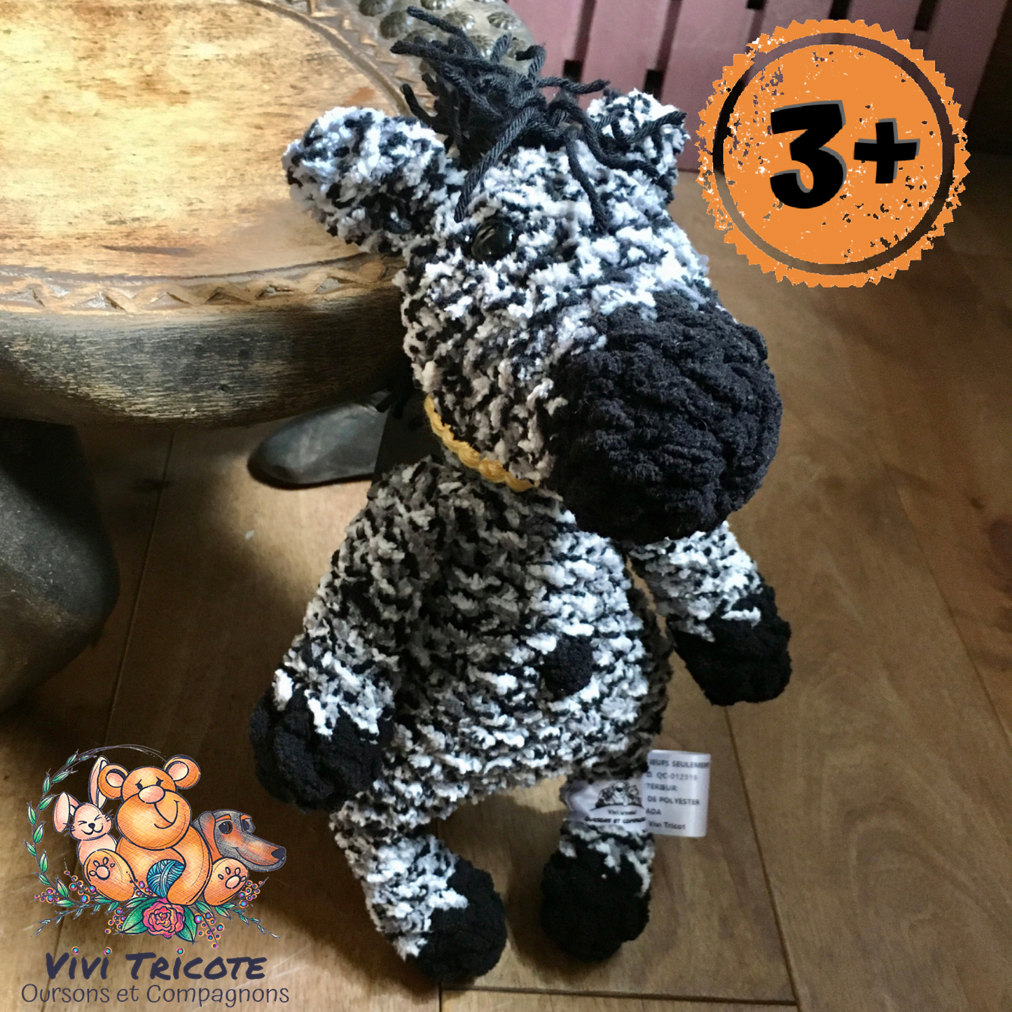 The little zebra with black eyes, ideal as a birth or birthday gift