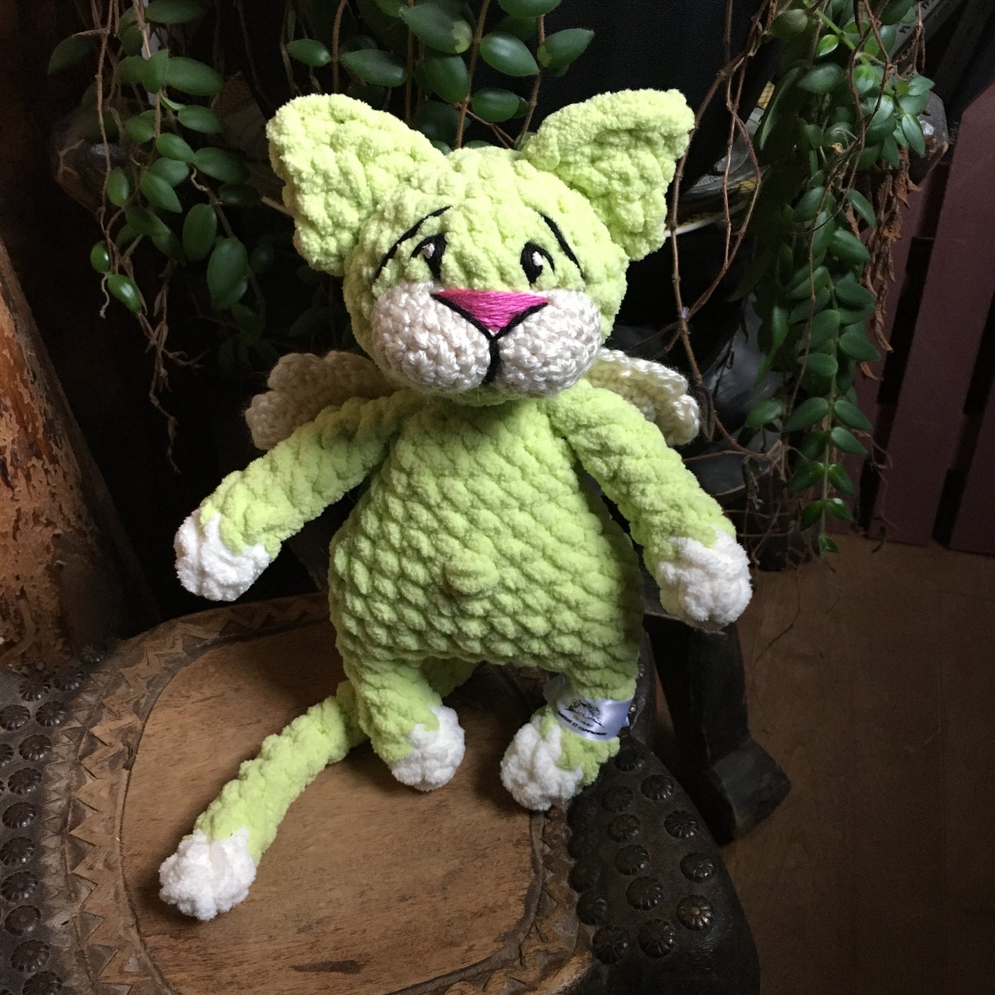 The Green Lime and Vanilla Cat’ange, kitten plush with angel wings, ideal in birth or birthday gifts