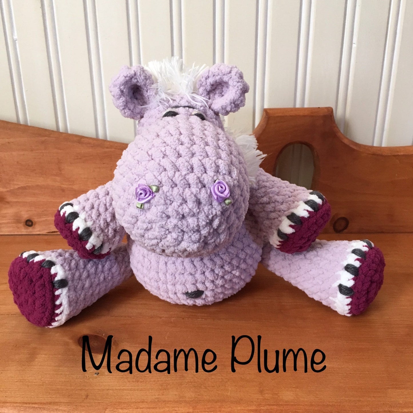 VIOLETTE l’hippopotame, Patron au crochet à télécharger, PDF français et anglais