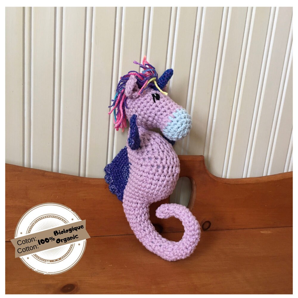 Lilicorne the little unicorn of the seas, cotton 100% organic