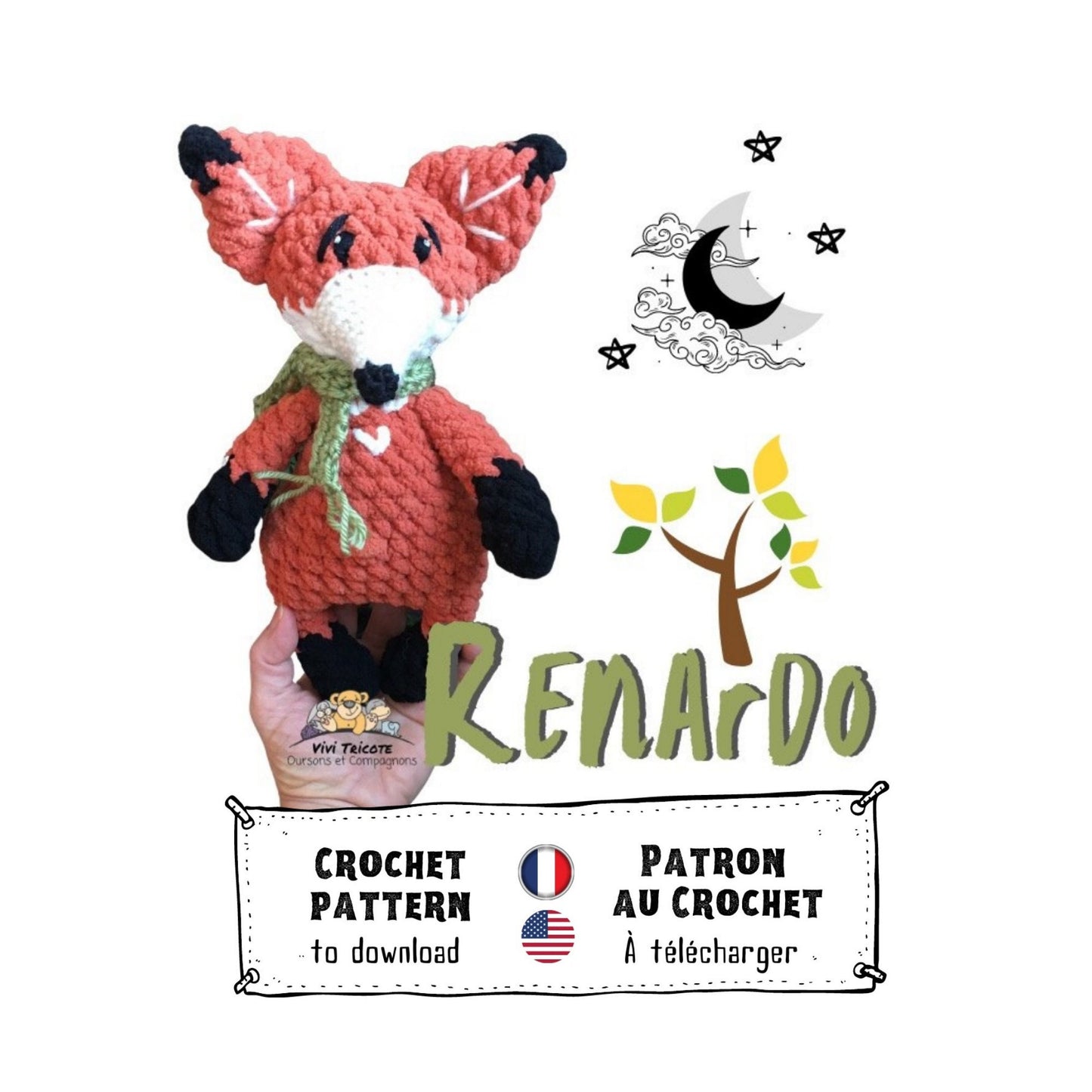 RENARDO Patron au crochet à télécharger, PDF Français et Anglais