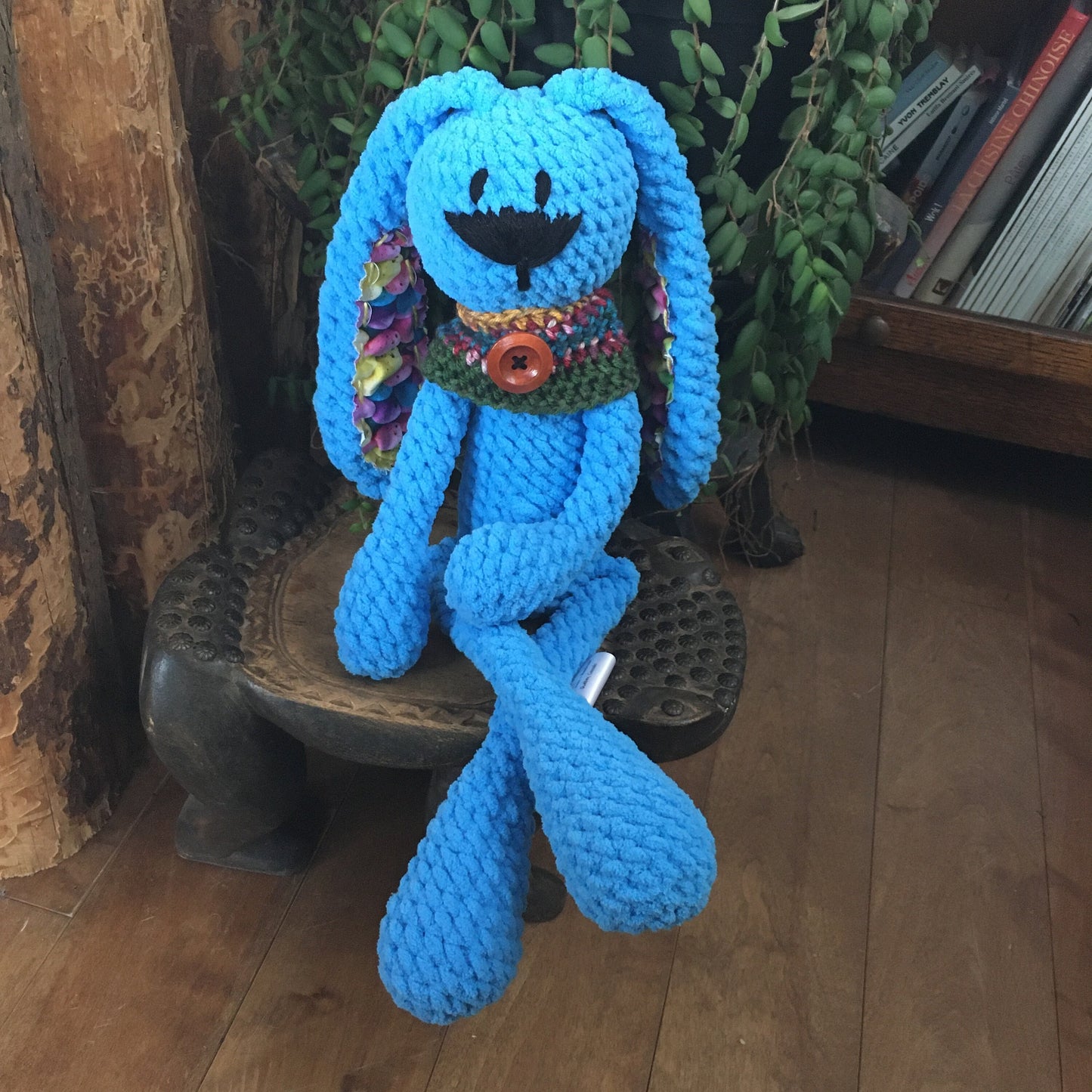 *Blue RABBIT with long legs and long ears, the ideal gift for Easter, can be personalized in born plushie