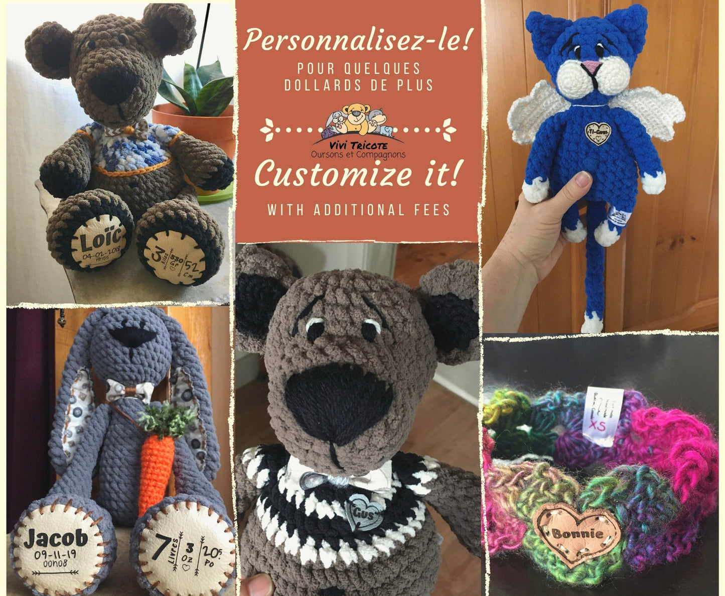 The Lady MOOSE PLUSHIE, (NONORIGNAL in french) Lumberjack Style, the plush America momentum, can be personalized in plushie of birth