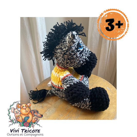 Zébulon The little big belly zebra, hand fain with crochet fain, can be personalized in doggies