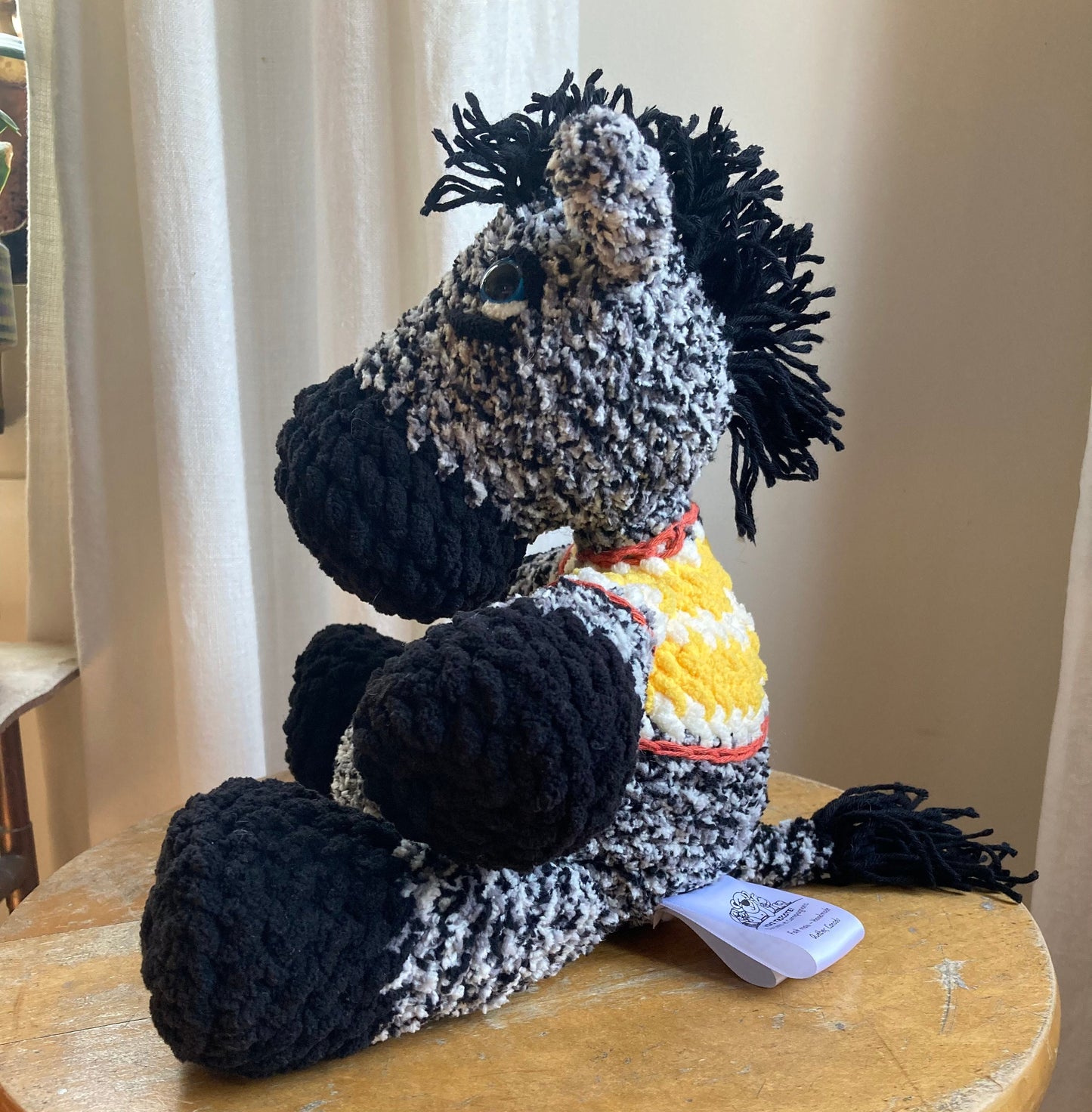 Zébulon The little big belly zebra, hand fain with crochet fain, can be personalized in doggies