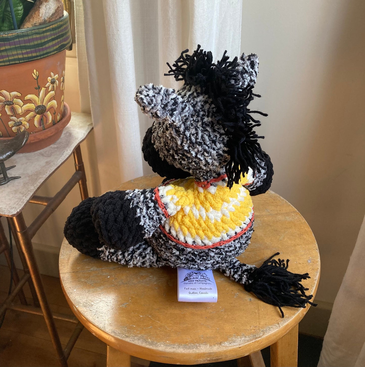 Zébulon The little big belly zebra, hand fain with crochet fain, can be personalized in doggies