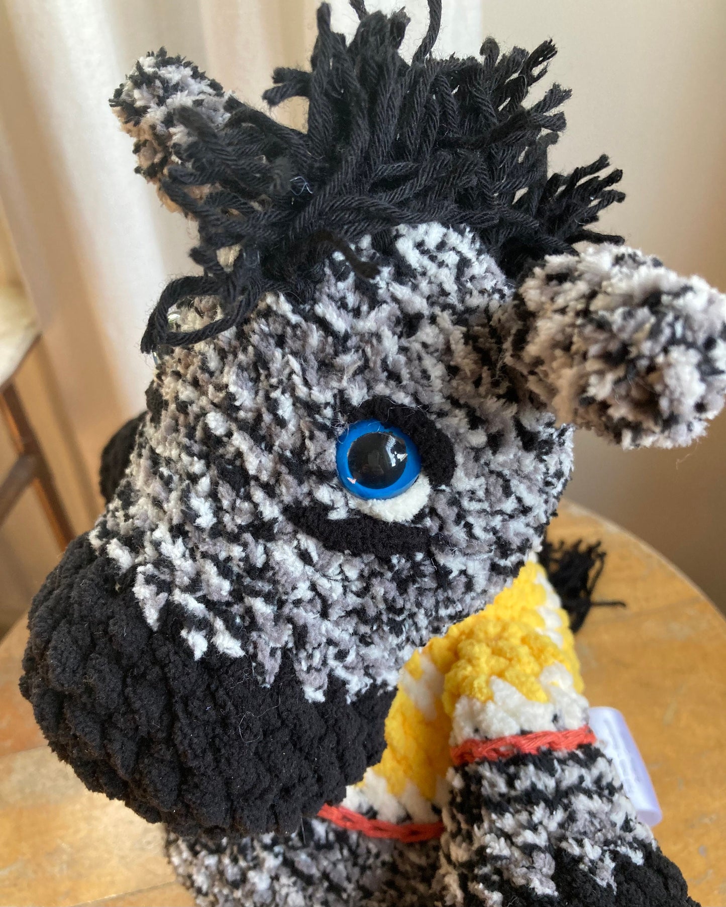 Zébulon The little big belly zebra, hand fain with crochet fain, can be personalized in doggies